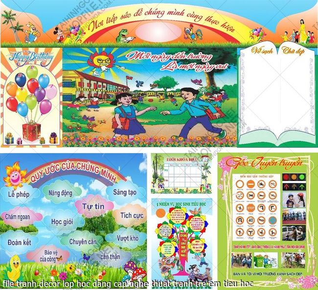 file tranh decor lop hoc dang cap nghe thuat tranh tre em tieu hoc